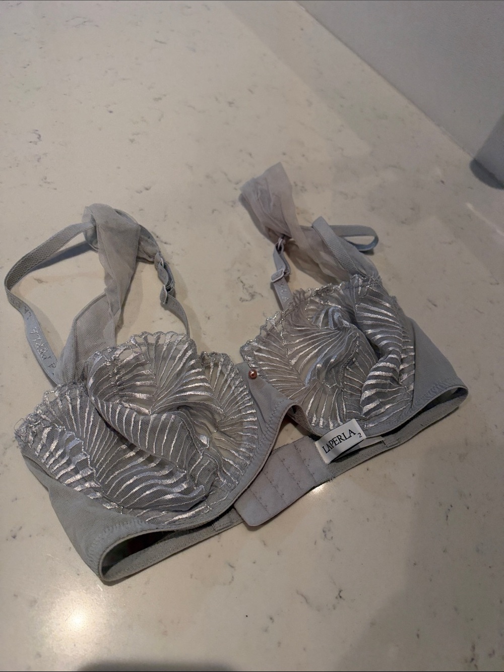 La Perla Light Silver Sculpted Embroidered Underwire Bra